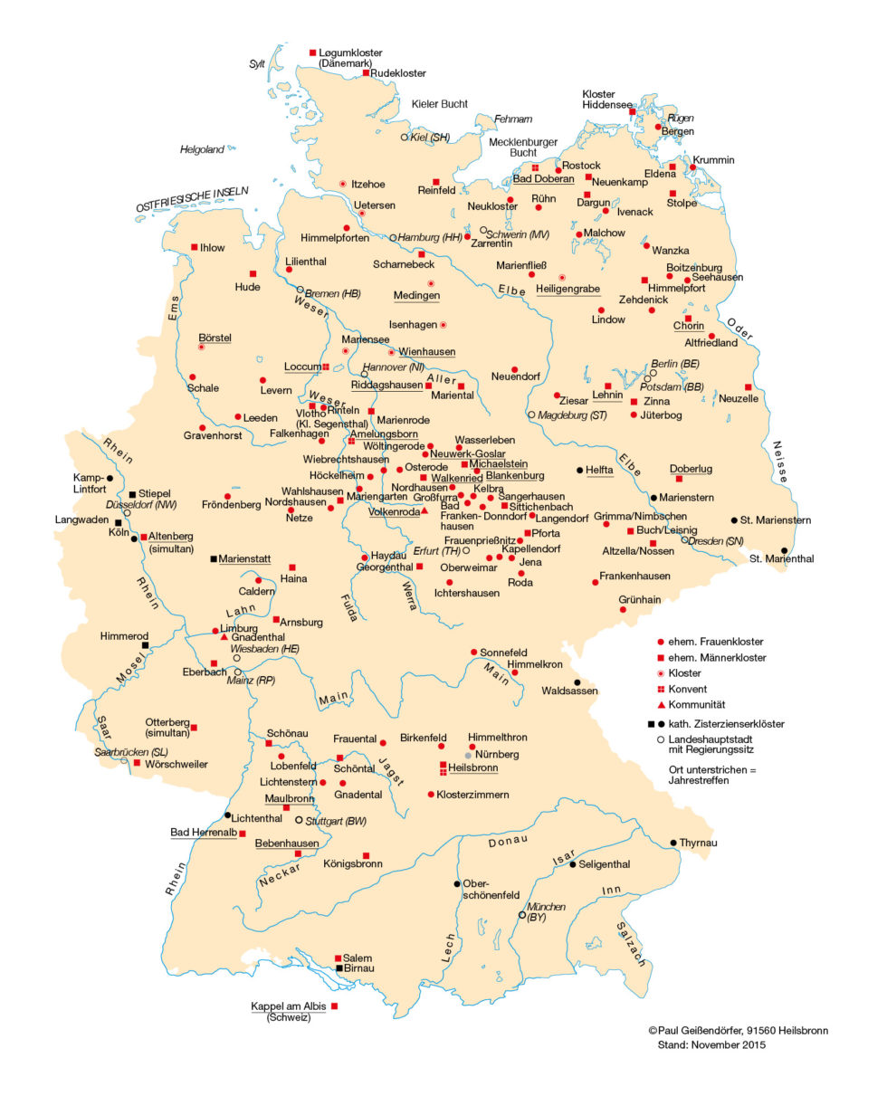 Karte Gemeinschaft Evangelischer ZisterzienserErben